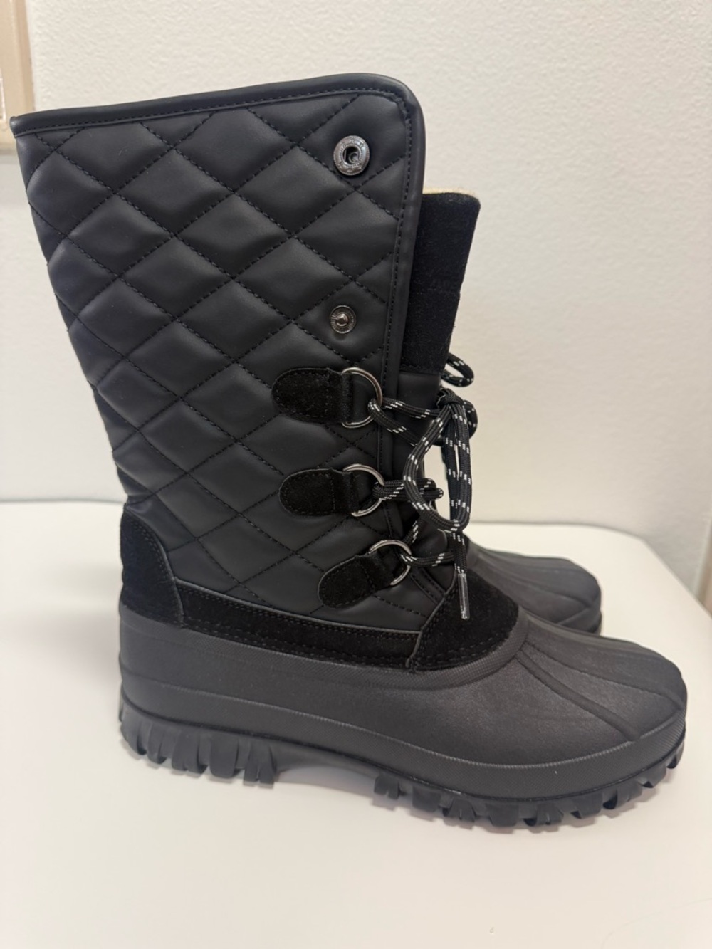 Dream Pairs Black Quilted Lace-Up Insulated Winter Boots